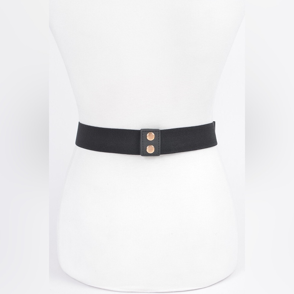 Rhinestone Metallic Plaque Elastic Statement Belt - Picture 3 of 7